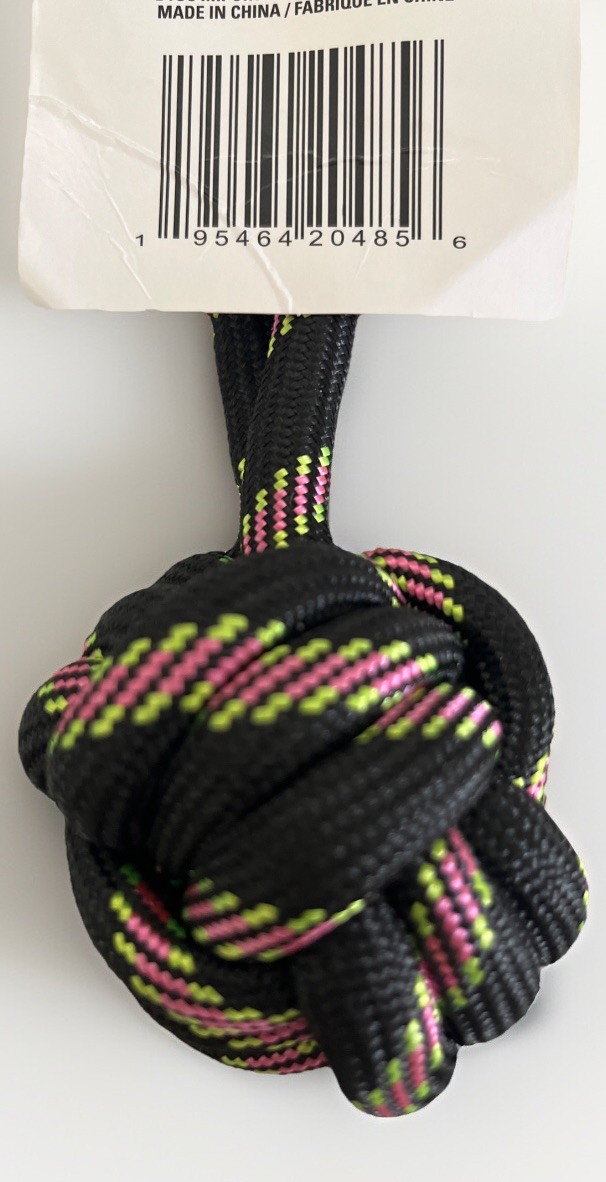 NEW Greenbrier Kennel Club Dog Rope Knot Toy 7” Long Black Pink Green