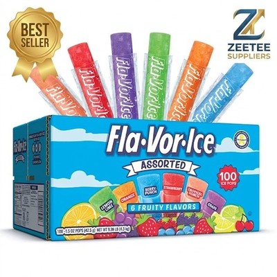 Fla-Vor-Ice Popsicle Variety Pack of 1.5 Oz Freezer 100 Count, Multicolored 