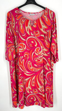Susan Graver women's 2X Pink Orange Paisley Stretch Midi dress swirl liquid knit