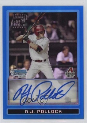 2009 Bowman Draft Prospects Chrome Blue Refractor 2/150 AJ Pollock Auto 0o48