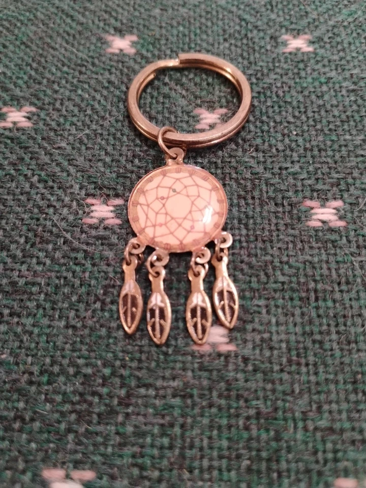 Chaveiro apanhador de sonhos vintage nativo americano bronze design exclusivo lindo - Imagem 3 de 4