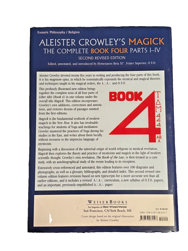 Aleister Crowley Magick Liber ABA Book Four Parts I–IV Weiser HC Occult 2008 - Image 3 of 4