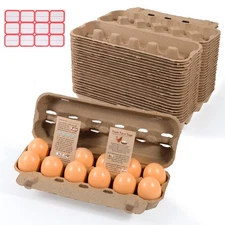 Empty Egg Cartons for Storage, 12-Count Natural Paper Pulp Reusable Containers