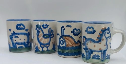 Set of 4 M.A. Hadley Country Coffee Cup Mugs 4”