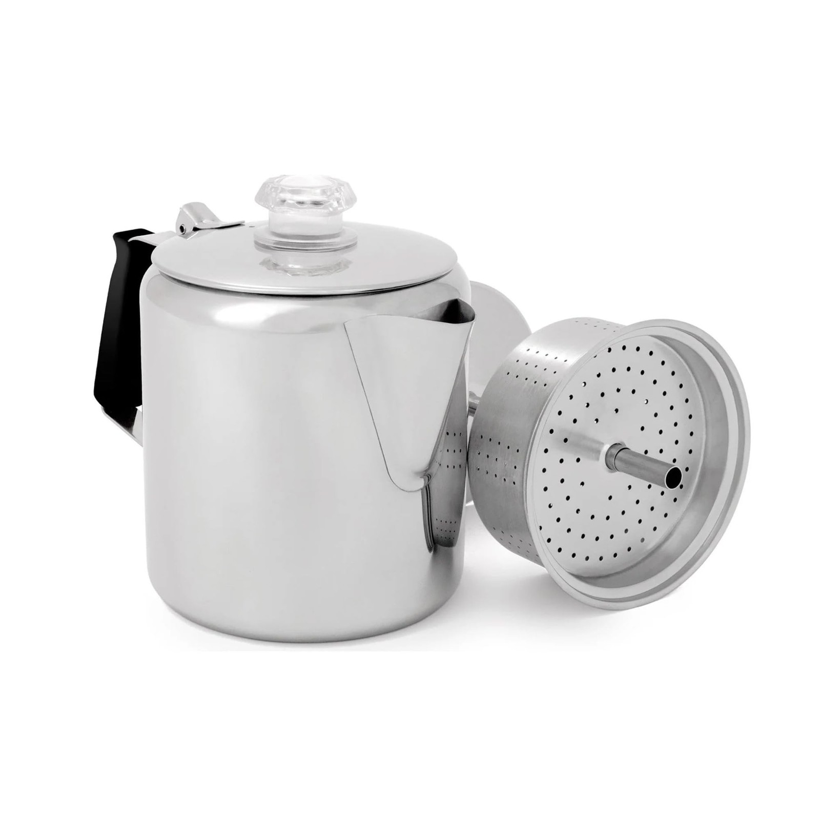 GSI Outdoors Percolator Coffee Pot I Glacier Stainless Steel with Silicone Ha...
