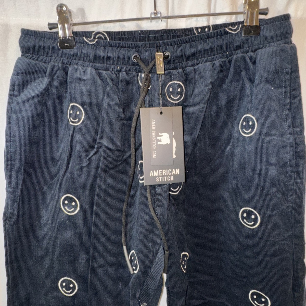 Brand New American Stitch Smiley Face-Embroidered Navy Corduroy Brand New American Stitch Smiley Face-Embroidered Navy Corduroy