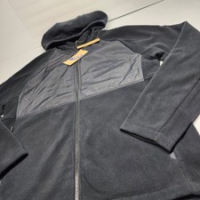 Asics Mens Knit Brushed Fleece Hoodie Sweater FZ Woven Overlay Large L Black