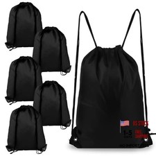 Drawstring Gym Bags, Backpack for Sports, Gym, Travel, Swimming  Draw 6 Black