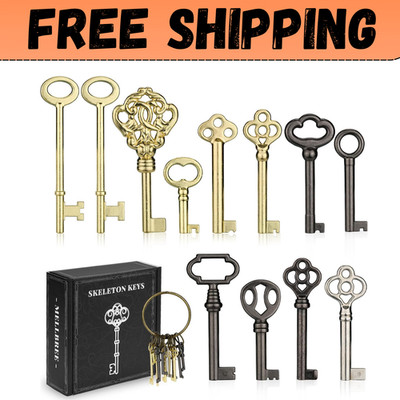 12pcs Skeleton Key Set | Universal Hollow Barrel Keys for Antique Cabinet Door