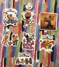 7 PCs Dog Man Cartoon Luggage Laptop Car Sticker -No Duplicate