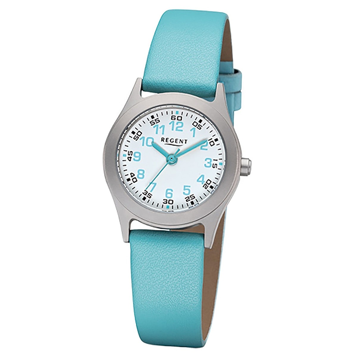 Regent Kinder-Armbanduhr türkis Analog F-1119 Leder-Armband