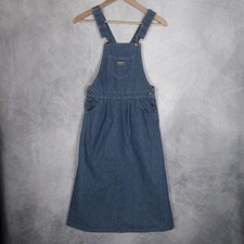 Vntg OshKosh Denim Overall Dress Big Girls 6 Jumper USA 90s Prairie Farm Cottage