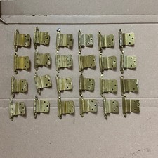 24 Units Brushed Brass Hinges 1/2” Overlay