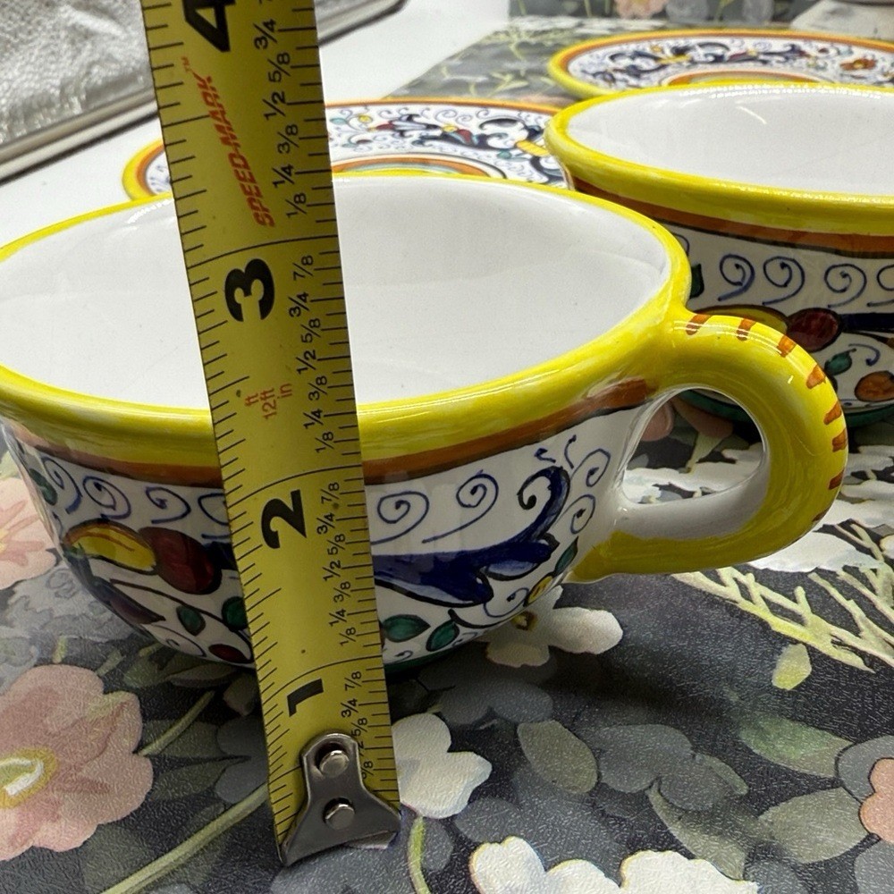 7 piece Deruta Pottery teapot and saucer set