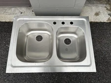 Stainless Steel 33” Top Mount Drop-In Double Bowl Kitchen Sink