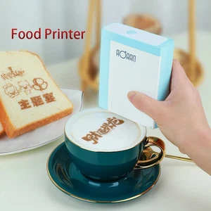 Mini inkjet printer with edible ink suitable for coffee, bread, cake patterns