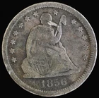 1856 Seated Liberty Quarter – No Arrows – Holed / Damaged – Clear Date