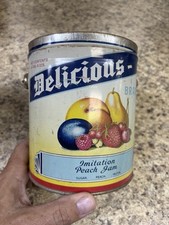 Vintage Delicious Brand Imitating Strawberry Jam 4 Lb Pail