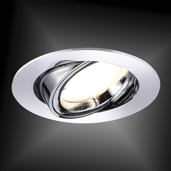 Led Einbaustrahler Dimmbar Deckenlampe Chrom Spot Lampe Schwenkbar Rund-image