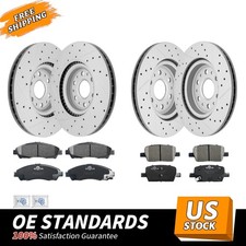 Front Rear Drilled Rotors Brake Pads for 2017 - 2020 GMC Acadia Buick Enclave
