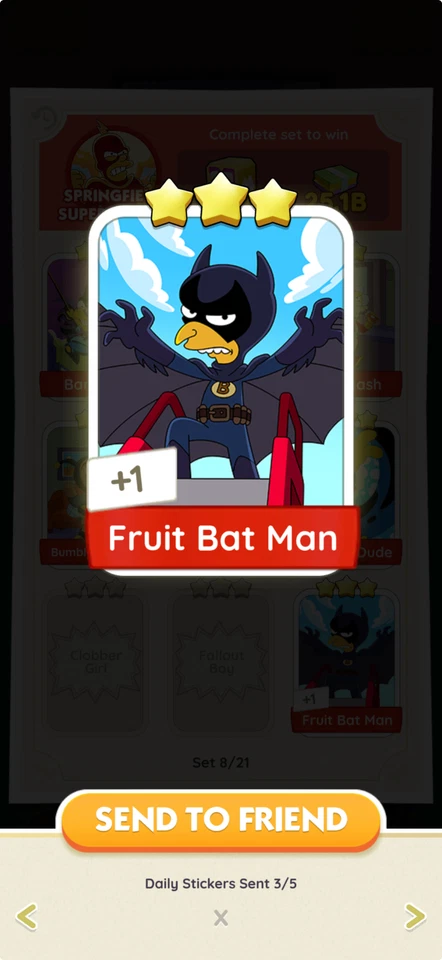 Monopoly Go Fruit Bat Man 3 Sterne - Bild 1 von 1