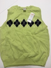 Gymboree Boy Sweatshirt Argyle Green Vest sz L 10-12