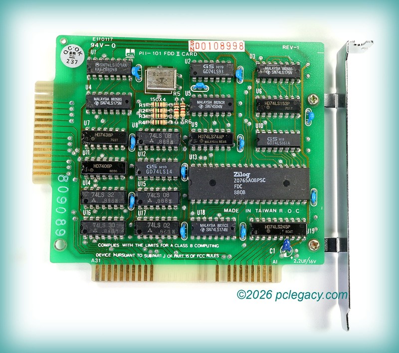 NEW !!! Vintage DTK PII-101 FDD-II Card-Edge-type 8-bit ISA Floppy Controller