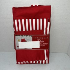 Holiday Collection 2PC Adult  Child Kid Apron Set Christmas Candy Cane Stripes