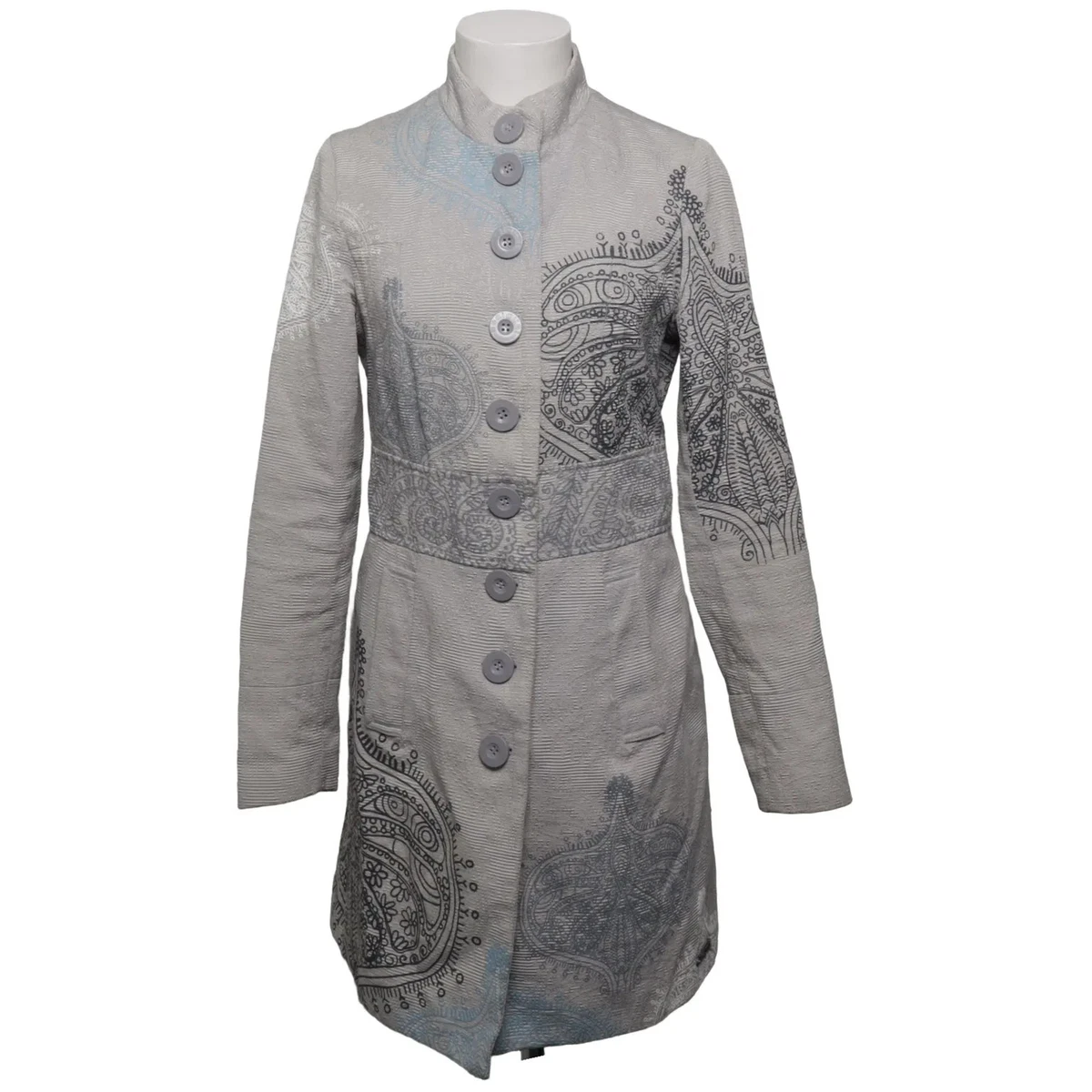 Desigual, Mantel, Damen, Größe: 40, Grau/Blau, Baumwolle/Polyester #ufK