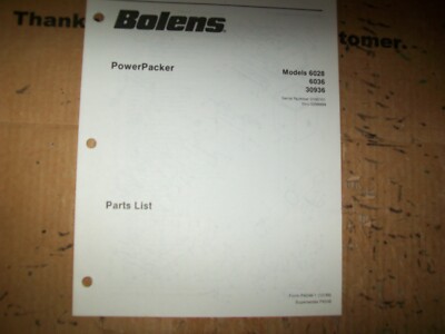1988 Bolens Power Packer Models 6028 6036 30936 Parts List