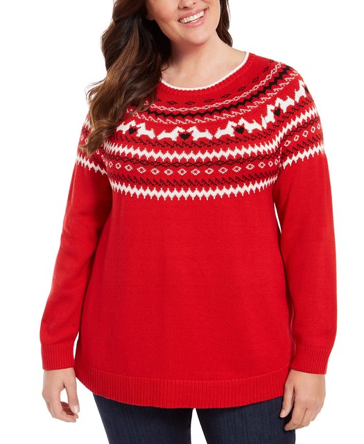 Charter Club Womens Red Festive Top 