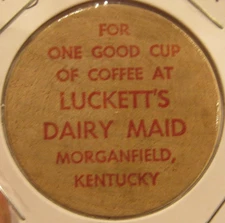 Vintage Luckett's Dairy Maid Morganfield, KY Wooden Nickel - Kentucky Token