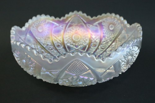 Vintage Imperial White Carnival Glass BOWL Octagon Serving Bowl 7.5" - Picture 3 of 13