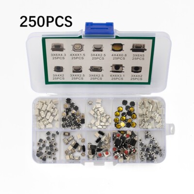 250* Values Tactile Push Button Switch Momentary Tact Assortment Kit For
