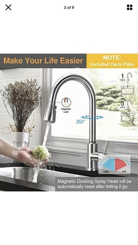 ARRISEA Touchless Kitchen Sink Faucet with Pull Down SprayerBrushed Nickel To... - Picture 5 of 9