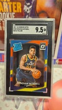 2017-18 Donovan Mitchell Donruss Optic Red Yellow Rookie Card SGC 9.5. rookie card picture