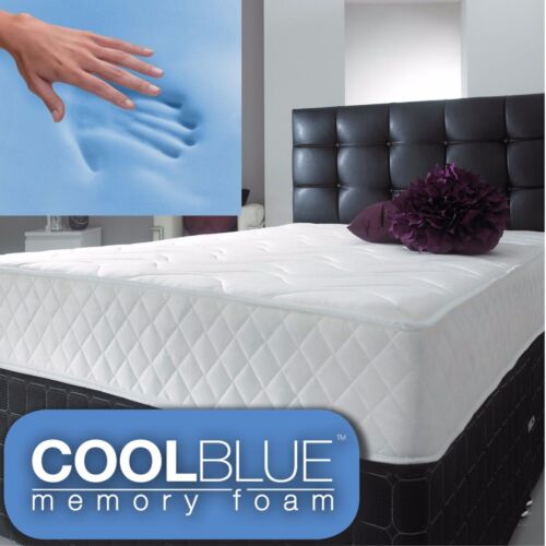 Cool Blue Memory Foam Sprung Quilted Mattress - 3ft,4ft,4ft6 Double,5ft King,6ft - Picture 1 of 1