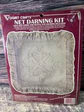 Vogart Crafts Net Darning Kit Americana Flower 14" Pillow w/ Ruffles Vintage