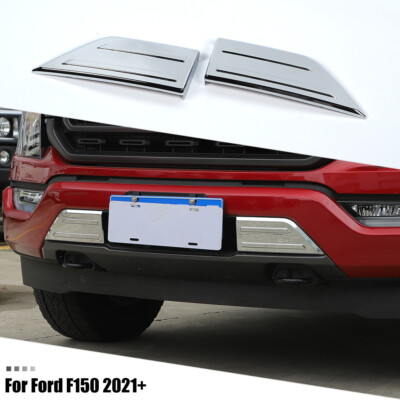 Exterior Front Bumper Corner Panel Cover Trim Bezels For Ford F150 2021+ Chrome 