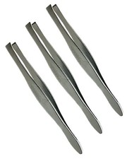 3 Vintage Style Square Tip Ribbed Professional Tweezers for Eyebrows Premium ...