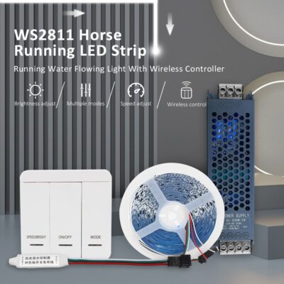 DC24V 10M WS2811 Horse Race LED Strip 2835 120Led/m Running Water Flowing Light