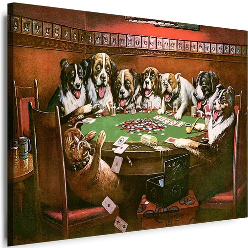 WANDBILDER Hunde Poker spielen Tiere LEINWAND BILDER XXL KUNSTDRUCKE Wanddeko - Bild 8 von 9