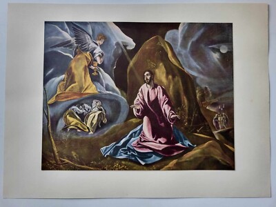 Old Antique Print 1958 El Greco Christ on the Mount of Olives