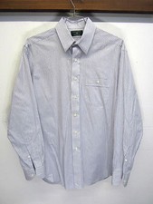 vtg Tom James Dress Shirt striped cotton custom tailored sz L made in USA EUC!