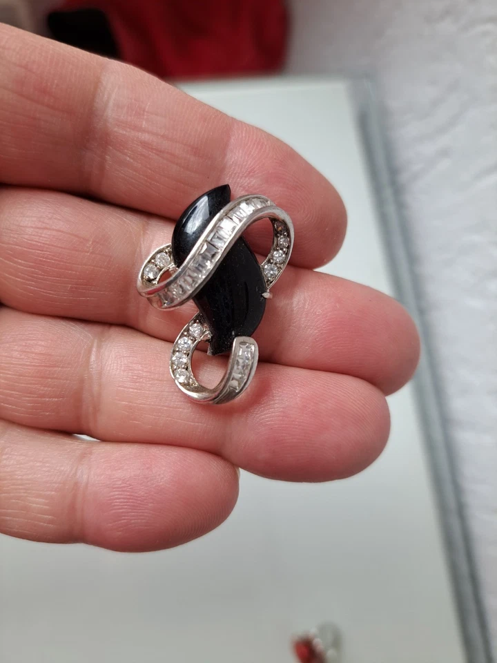 Bel Vecchio Ciondolo, 925 Argento Con Onice E Pietre Tagliate - Immagine 4 di 4