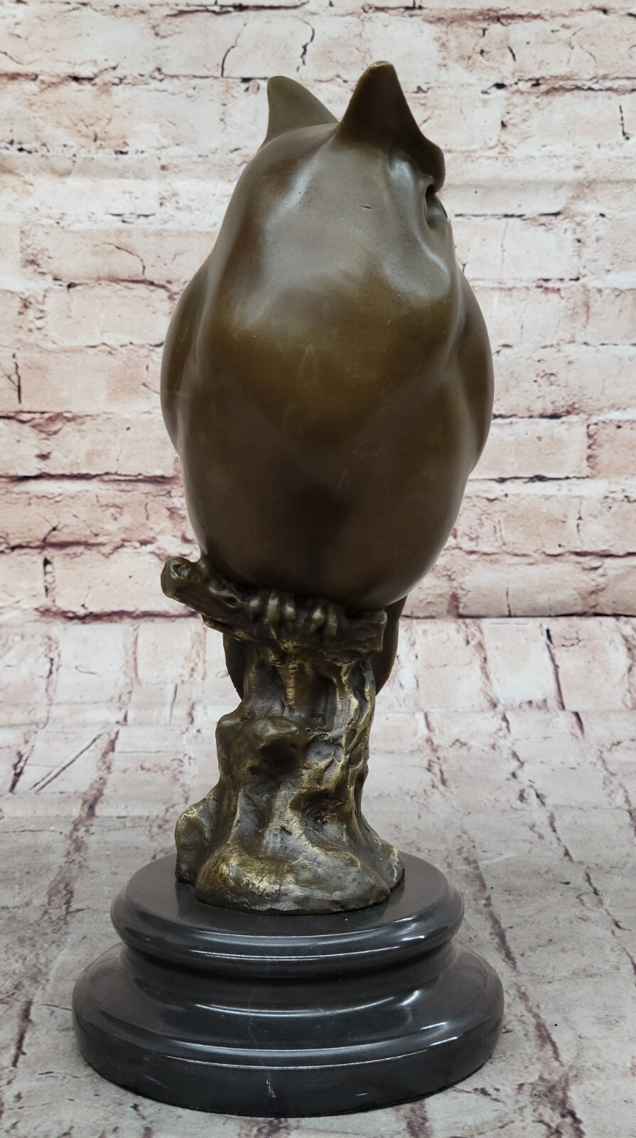 THE OWL ART DECO BEAUTIFUL BRONZE STATUE SCULPTURE ON MARBLE REAL BRONZE GIFT