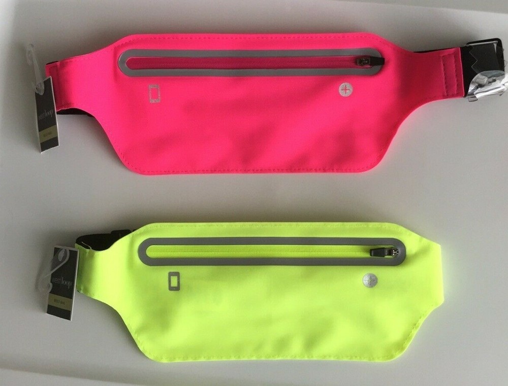 Belt Bag Neon Colors Holds Phone Cards Keys Money Zip Close Adjustable Belt NWT