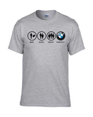 BMW BAD-GOOD-GREAT-PERFECT AUTO Logo Grau T-Shirt -154_Grau