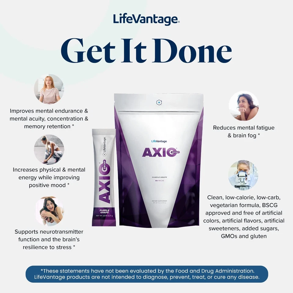 Bebida energética regular AXIO en polvo uva púrpura 30 paquetes energía instantánea en polvo... Foto 4 de 4