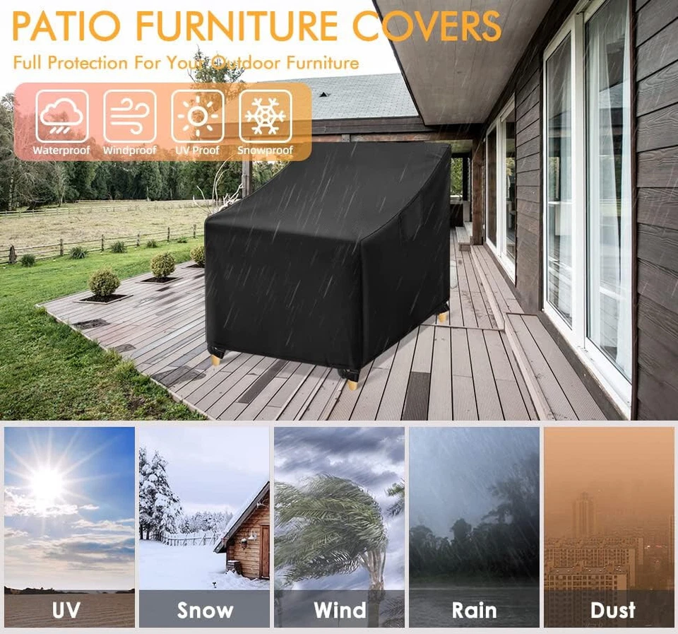 HBN 2 piezas fundas para sillas de exterior, cubiertas para muebles de césped/patio, 33" de ancho x 33" de profundidad x 36" de alto Foto 4 de 4